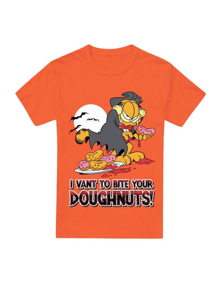 Garfield Mens I Vant Doughnuts T-Shirt - Orange