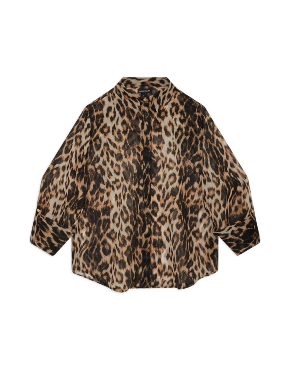 Viscose Cheetah Woven Sheer Beach Shirt - 3