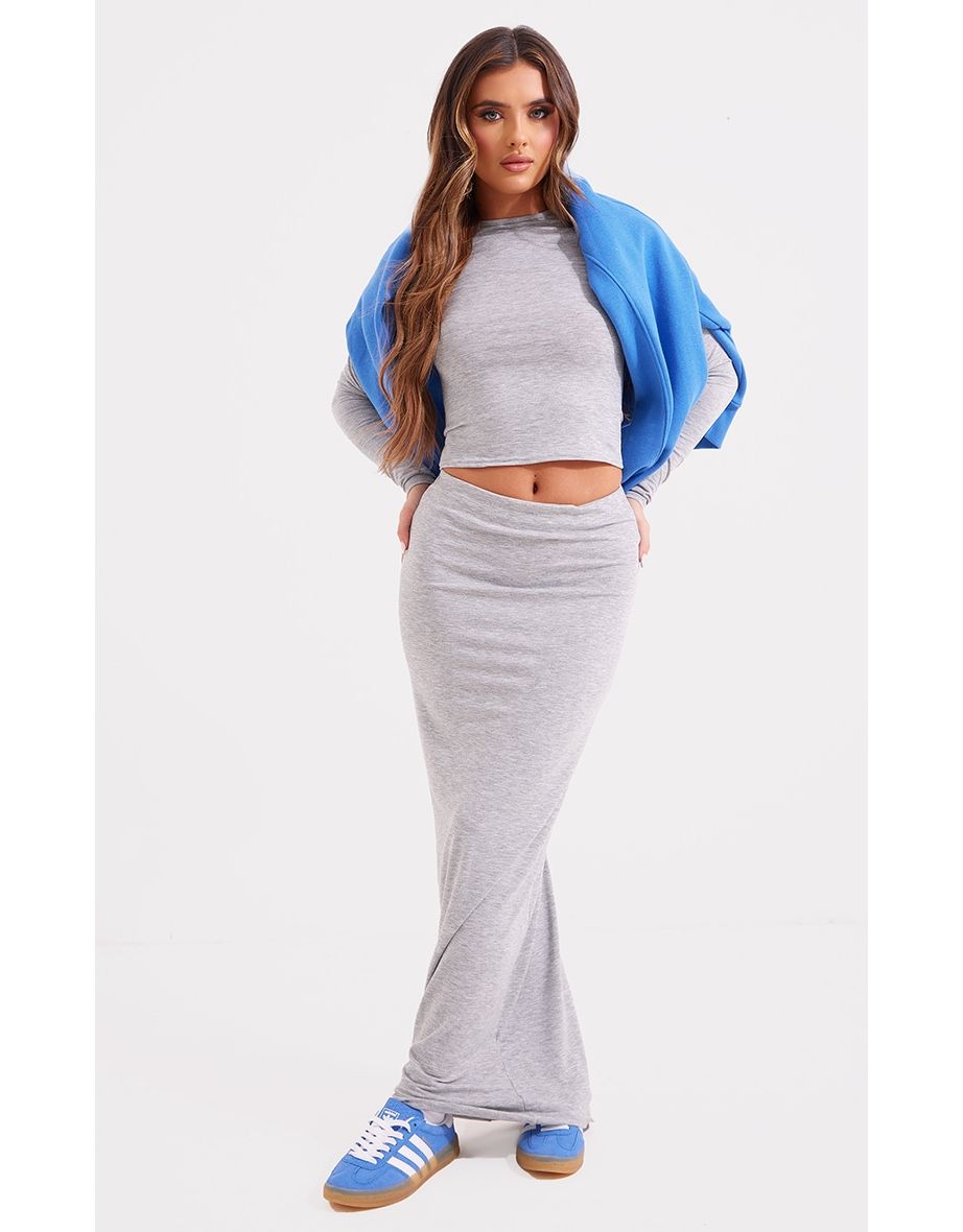 Grey cotton maxi skirt best sale