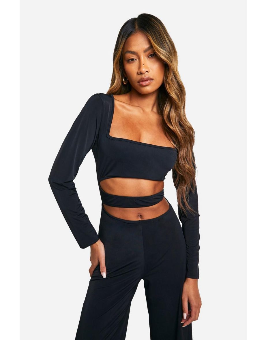 Premium Cut Out Matt Slinky Jumpsuit - black - 3