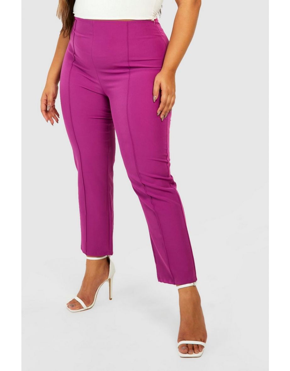 Plus Pintuck Ankle Grazer Trousers - hot pink - 3