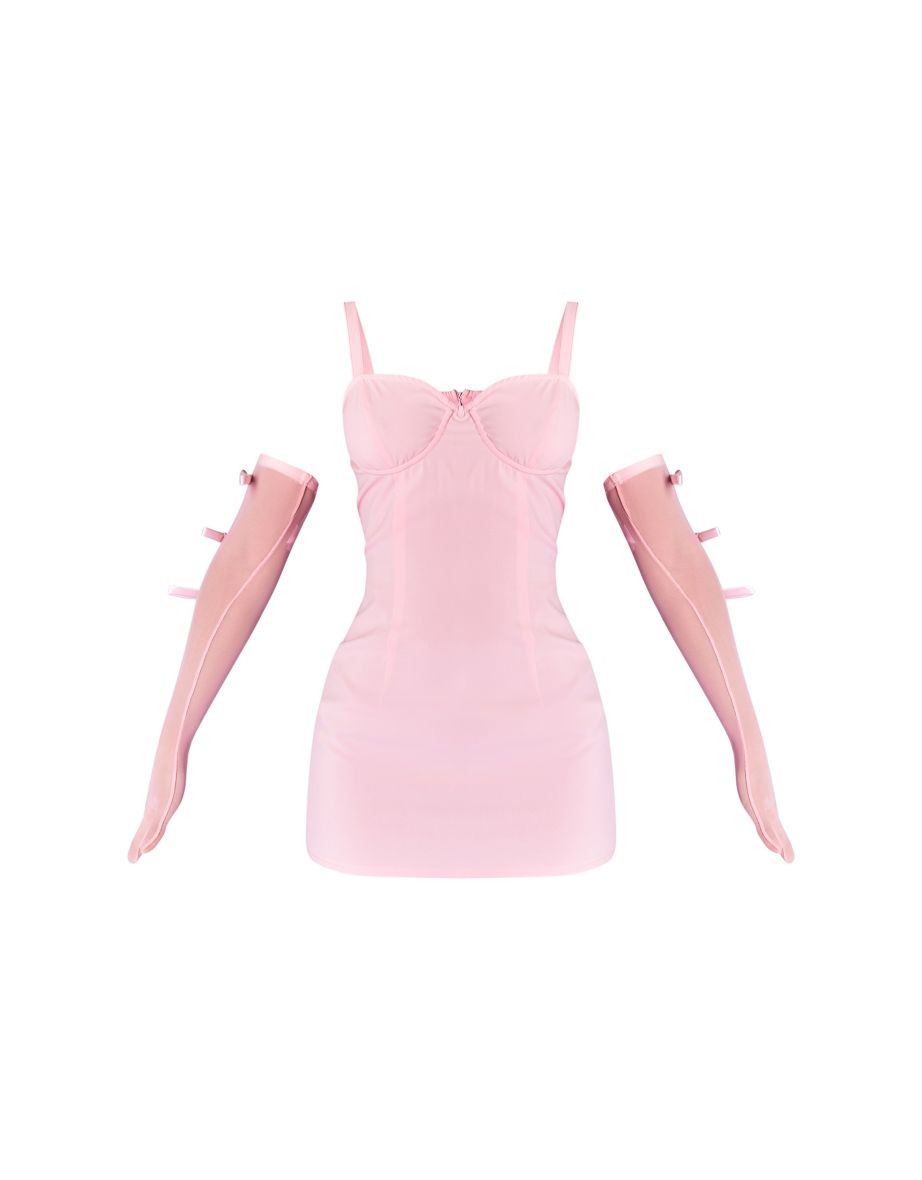 Petite Baby Pink Fitted Corset Detail Bodycon Dress - 4