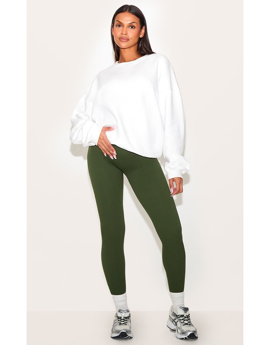 Maternity Dark Green Contour Ribbed Leggings