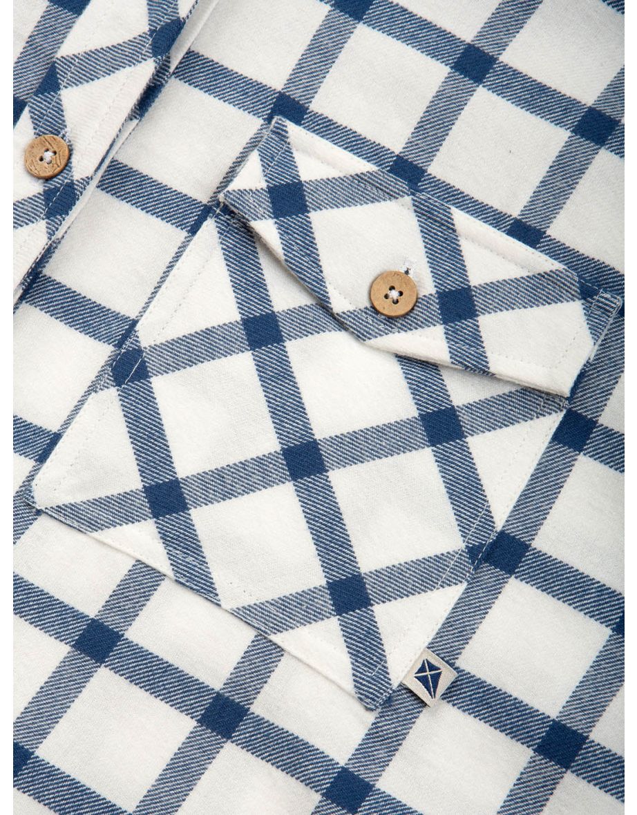 Leigh oversized flannel check shirt ecru - 3