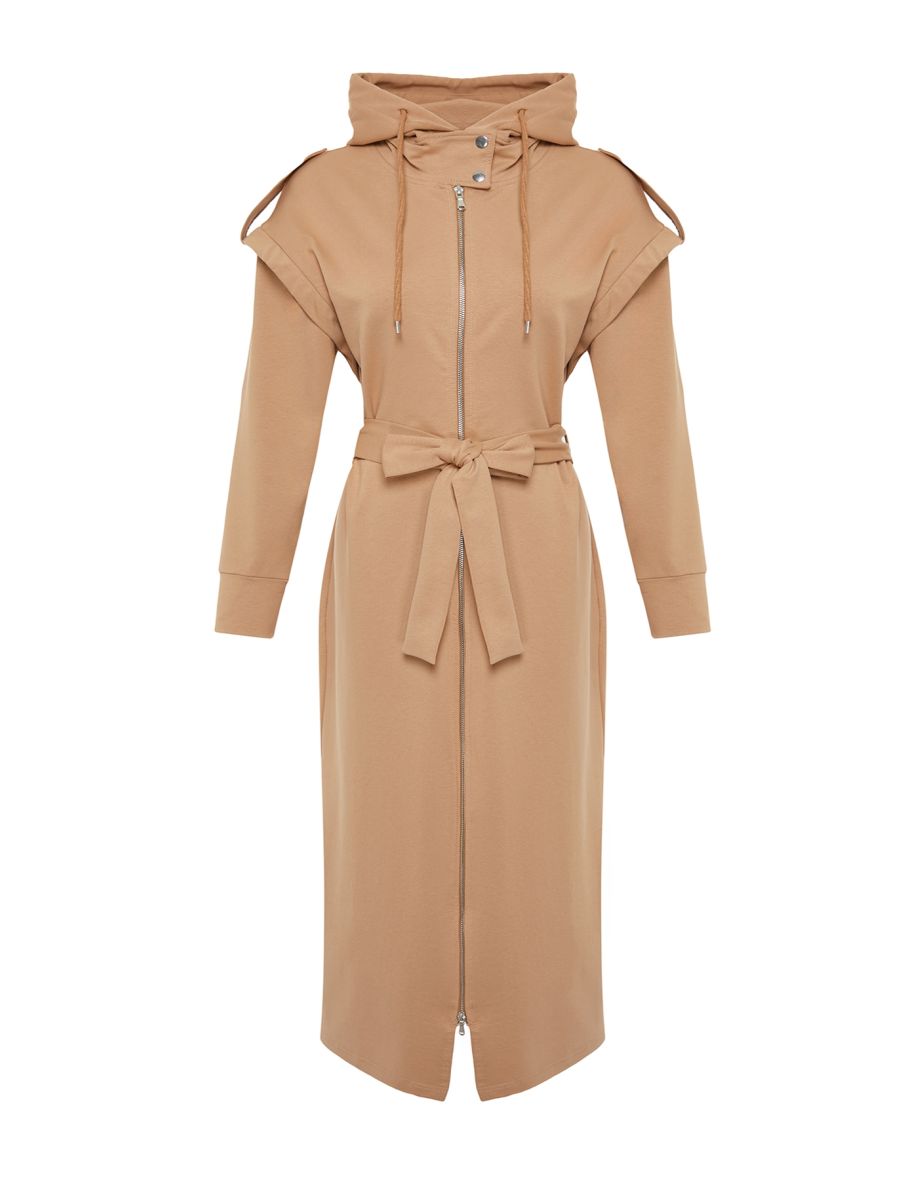 Beige Zipper Knitted Jacket - 7
