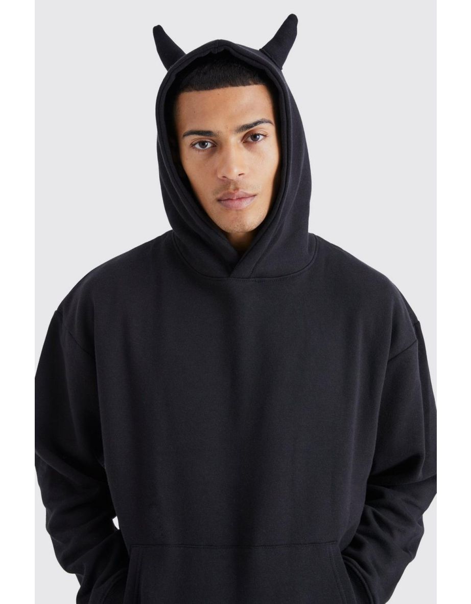 Oversized Horn Hoodie - black - 2