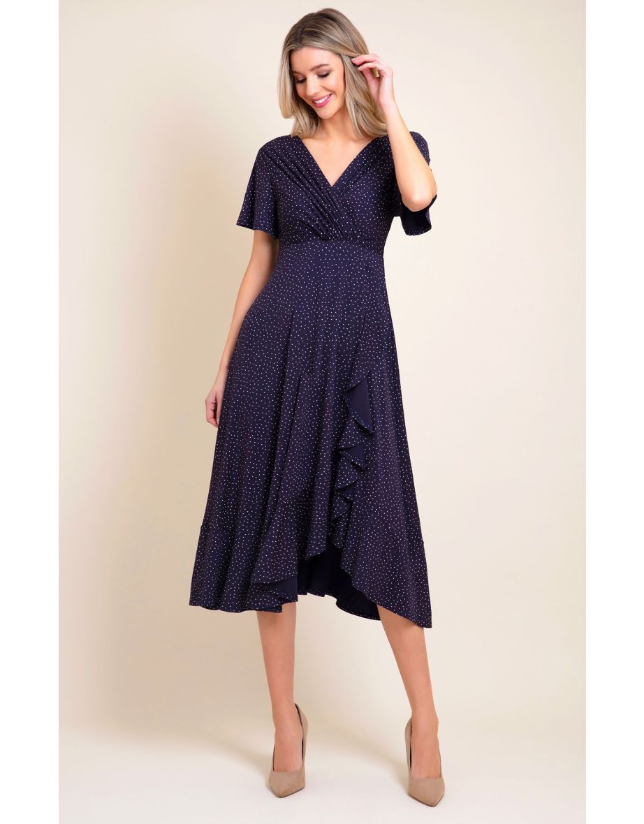 Waterfall Dress (Polka Dot Navy) - 4