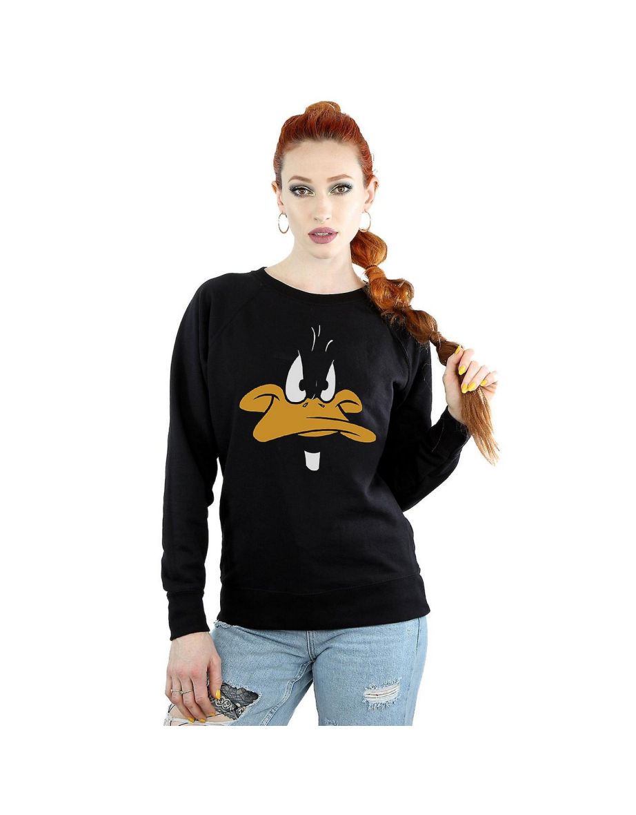 Looney Tunes Womens/Ladies Daffy Duck Face Sweatshirt - Black