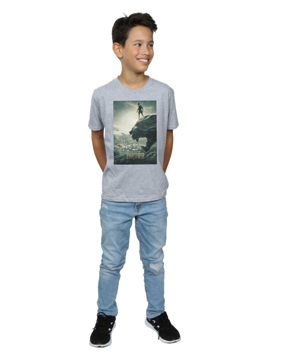 Marvel Boys Black Panther Poster T-Shirt - Sports Grey - 3