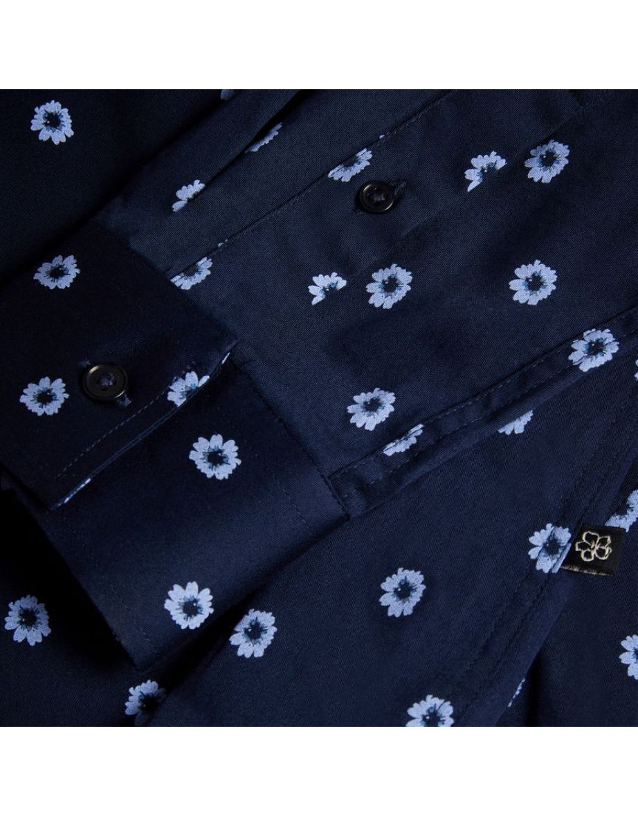 Men's Ted Baker KYME Long Sleeve Ditsy Floral Shirt in Blue - 5