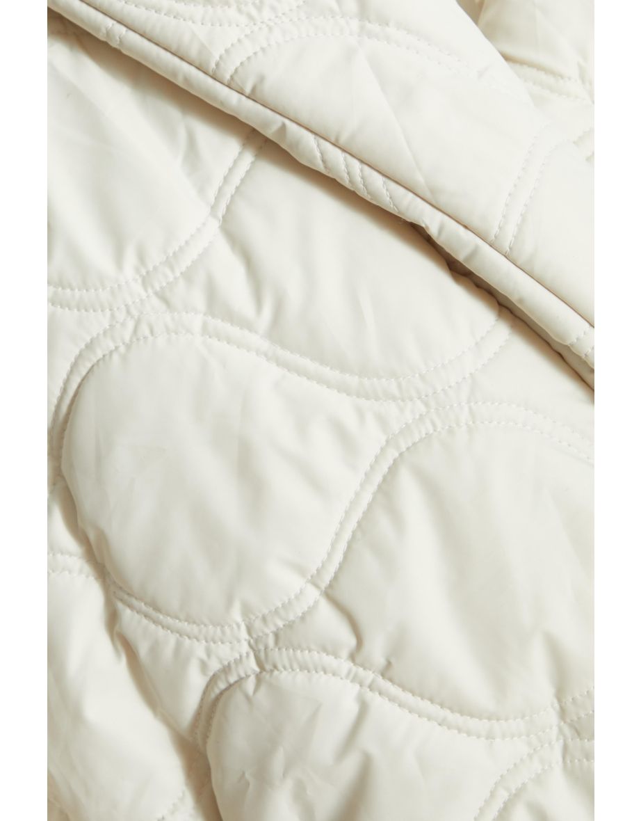 Cream Quilted Long Line Coat - 5