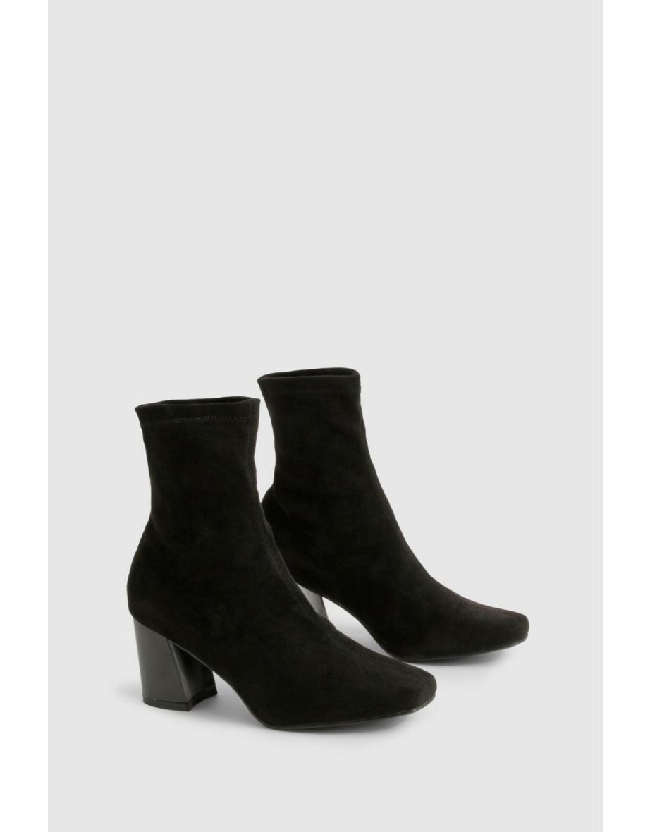 Wide Fit Flare Heel Sock Boots