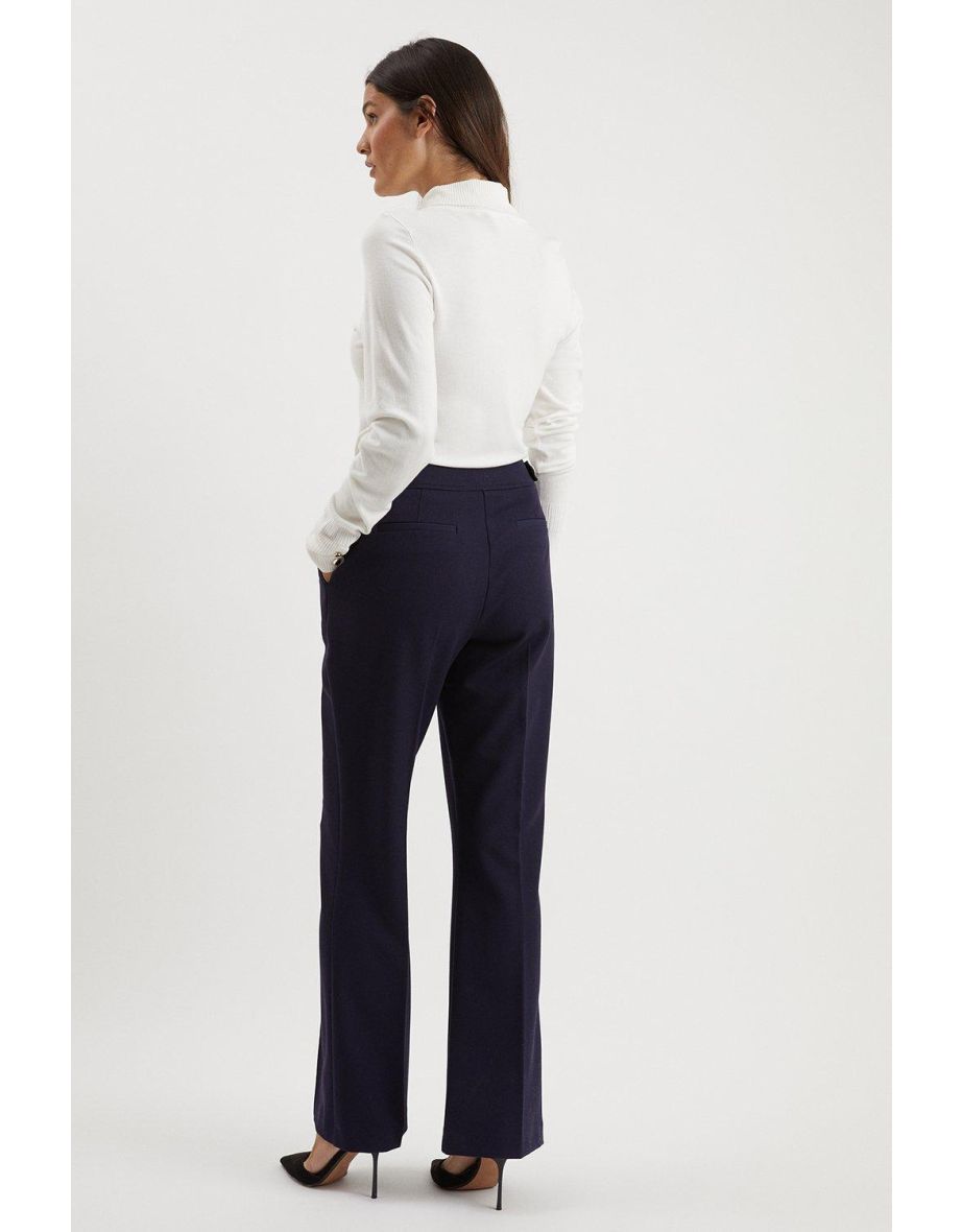 Navy Smart Bootcut Leg Trousers - 2