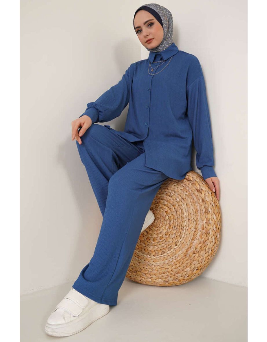 Knitted Two Piece Set - Indigo