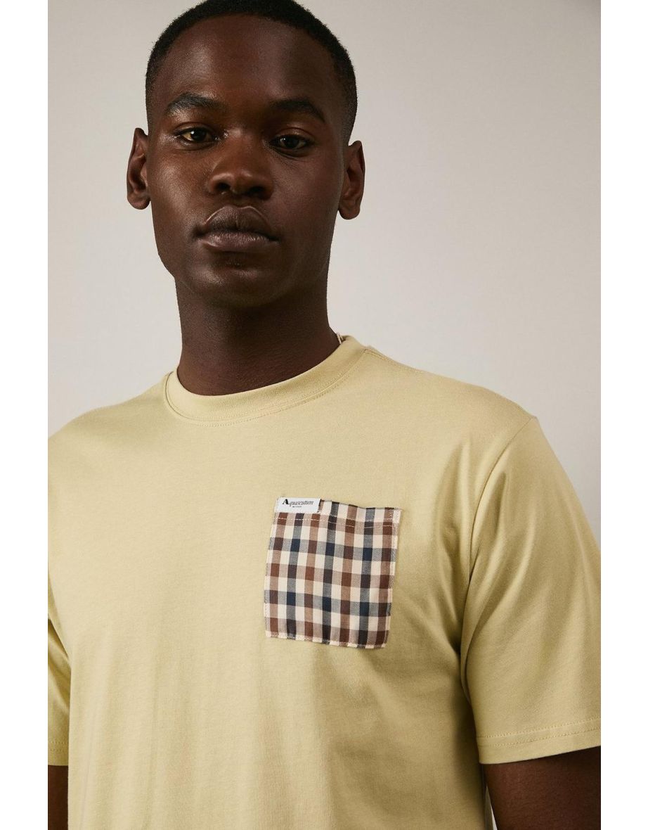Club Check Pocket T Shirt Beige - 3