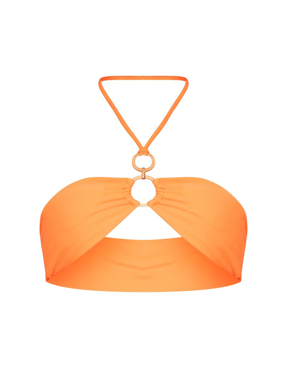 Orange O Ring Halter Neck Bikini Top - 3