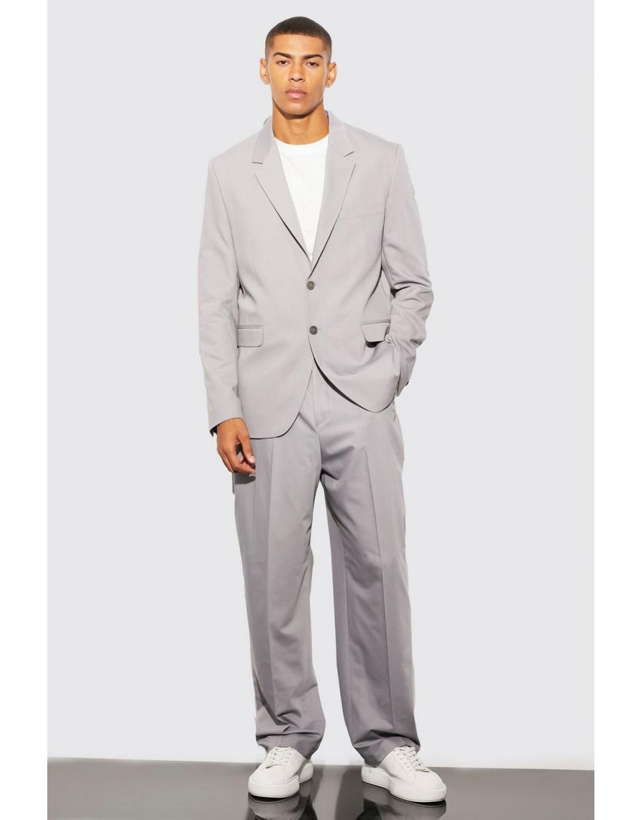 Relaxed Fit Single Breasted Suit Jacket - grey - 2