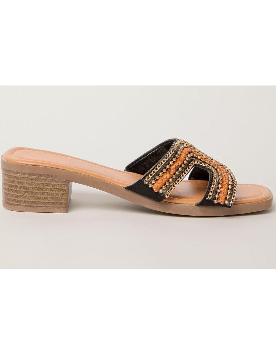 Beaded Plaited Small Mule Heels
