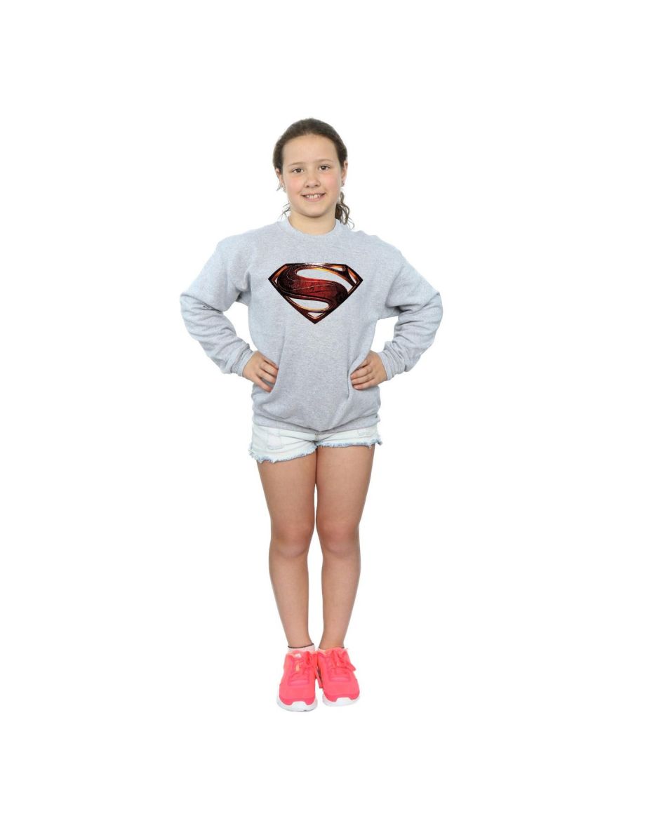 DC Comics Girls Justice League Movie Superman Emblem Sweatshirt - Sports Grey - 3
