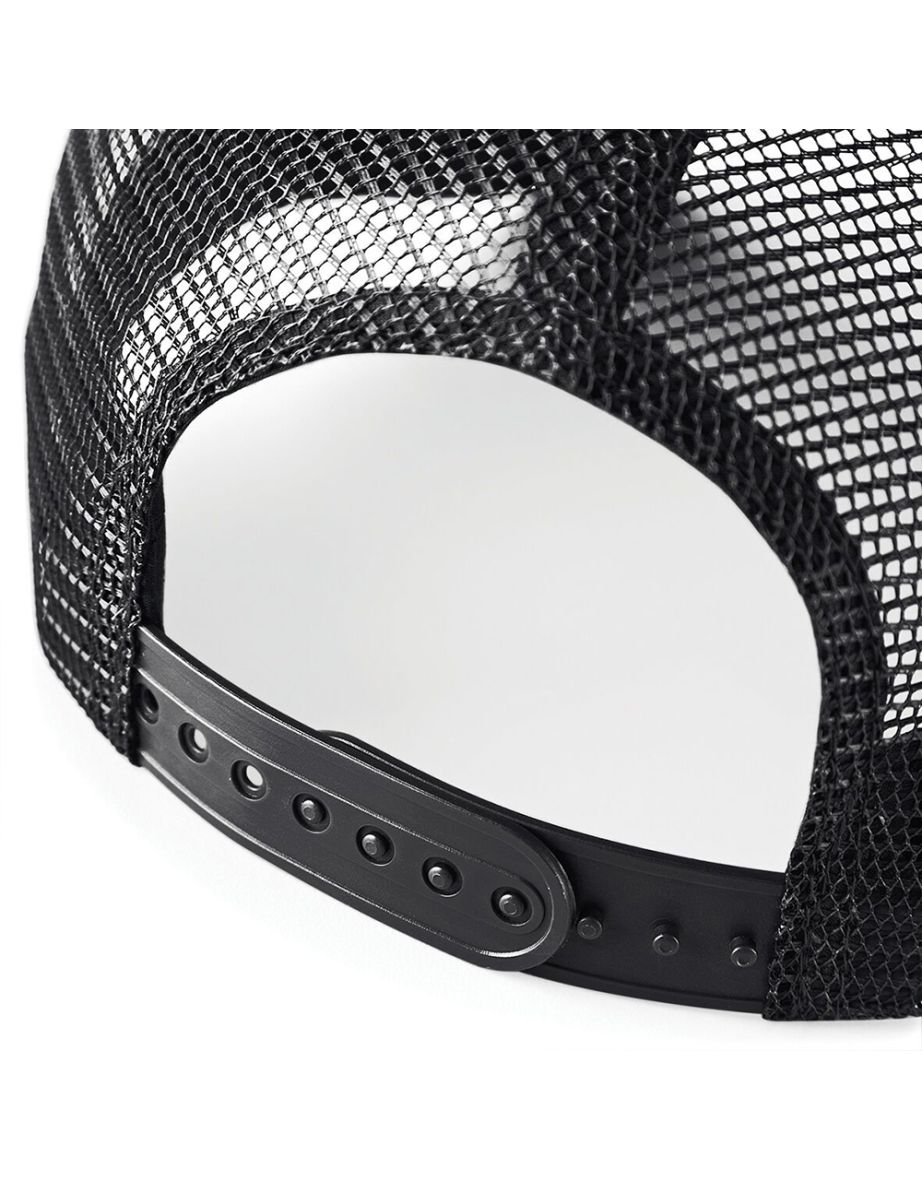 Beechfield Mens Half Mesh Trucker Cap / Headwear - Black/White - 3
