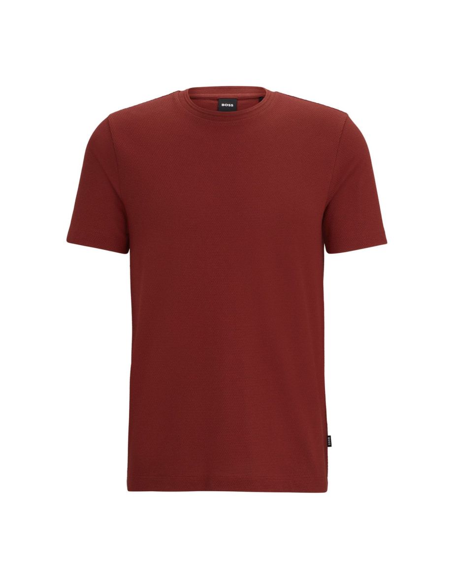 Men's Boss Tiburt Bubble Jacquard Structure T-Shirt in Brown