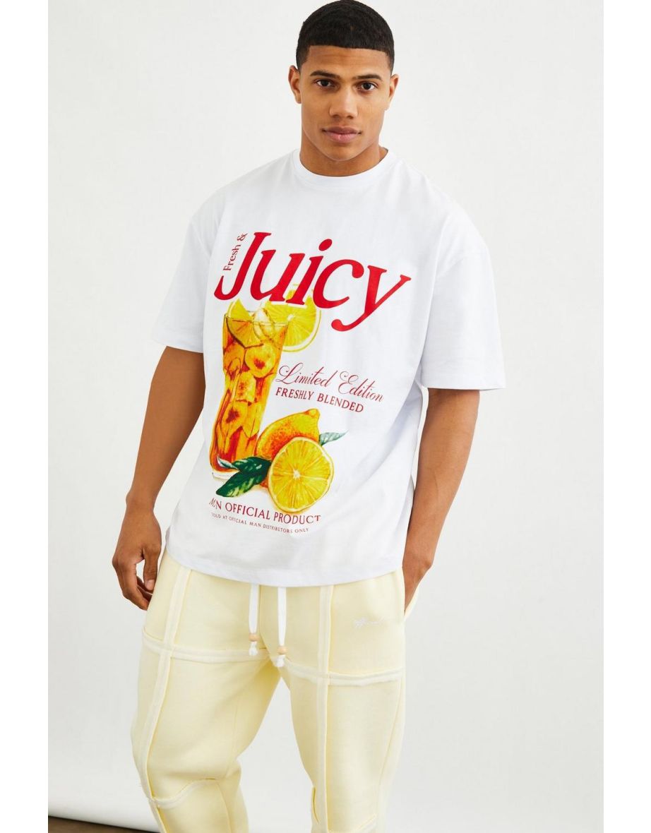 Oversized Print Tee And Split Hem Jogger Set - yellow - 2