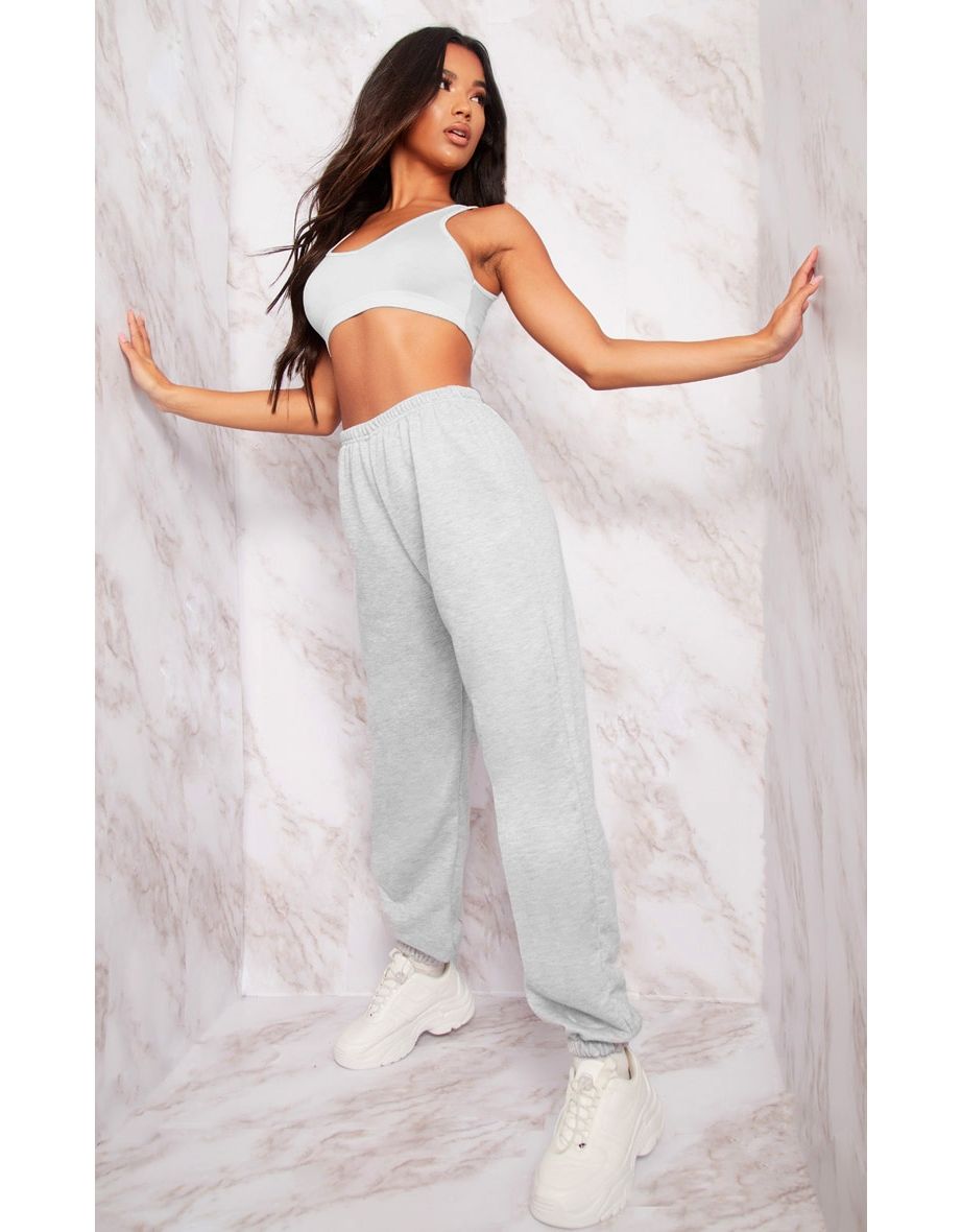 Grey Basic Cuffed Hem Joggers