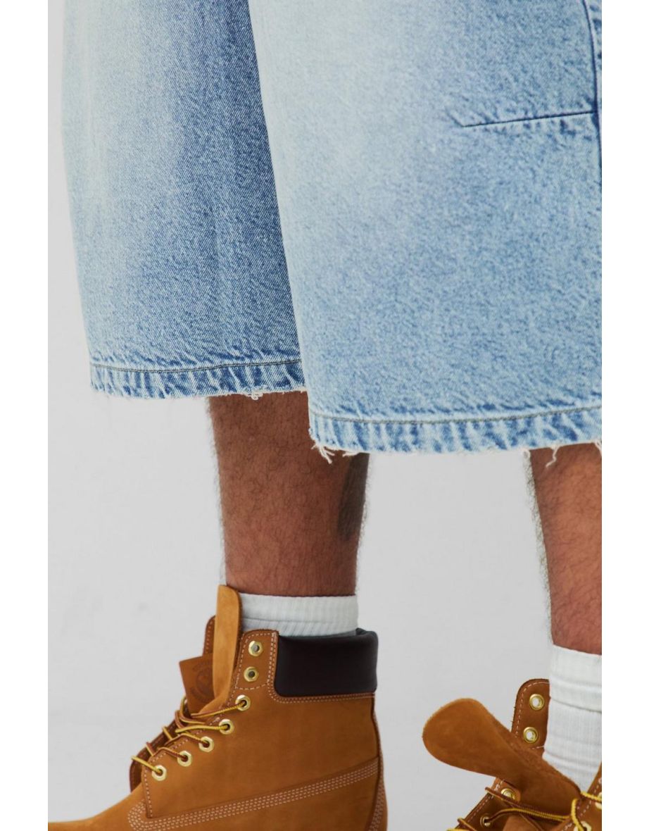 Plus Washed Distressed Hem Jorts - stonewash - 2