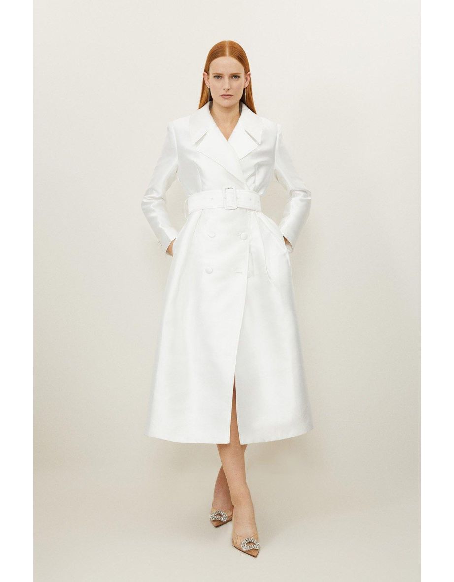 Karen Millen Petite Cream Satin Midaxi Coat