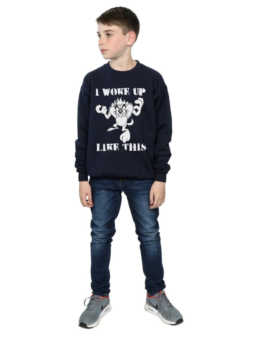 Looney Tunes Boys Taz I Woke Up Like This Sweatshirt - Navy Blue - 3