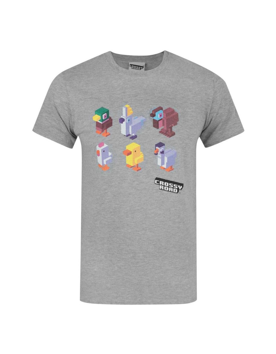 Crossy Road Mens Official Character Design T-Shirt - Light Grey