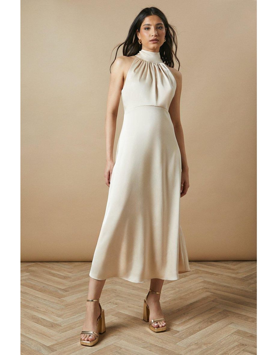 Occasion Velvet Tie Halterneck Dress