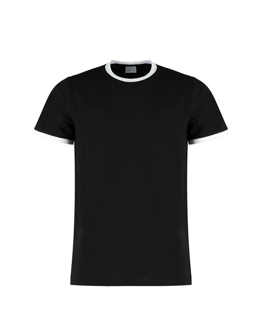 Kustom Kit Mens Ringer Fashion T-Shirt - Black/White