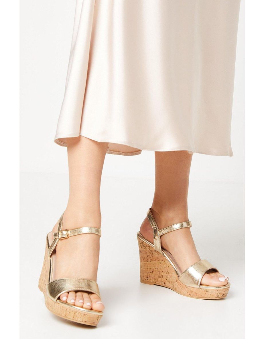 Daria Cork Effect Wedge Sandals