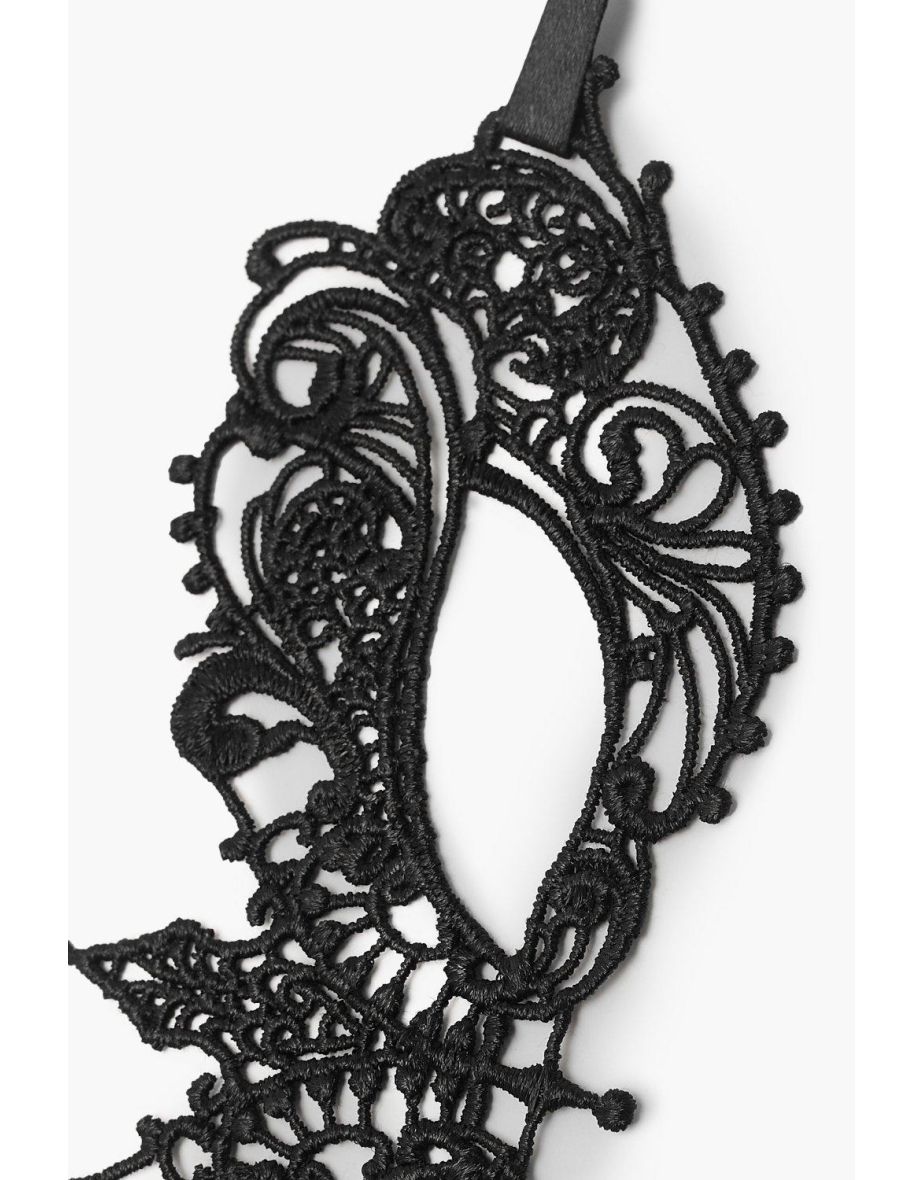 Masked Ball Openwork Halloween Mask - black - 2