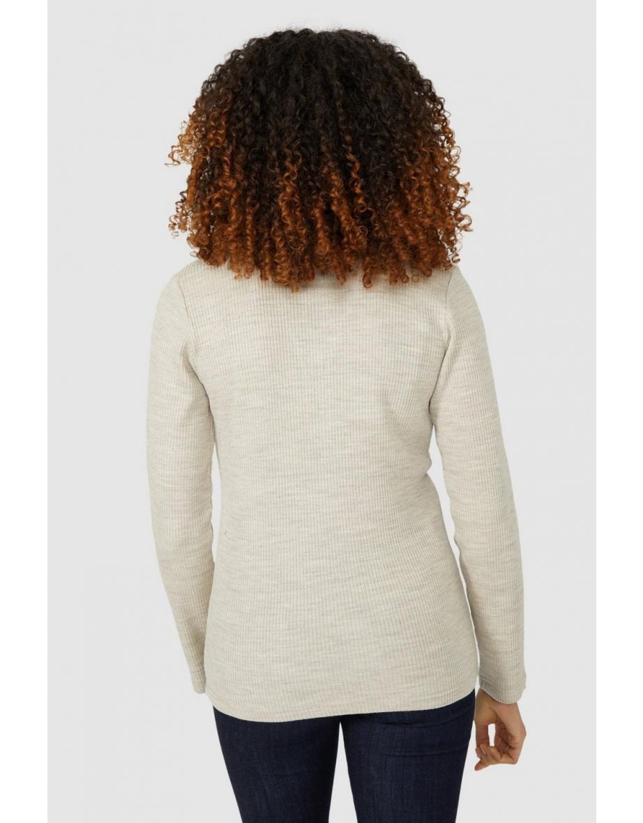 Rib Button Top - oatmeal - 3