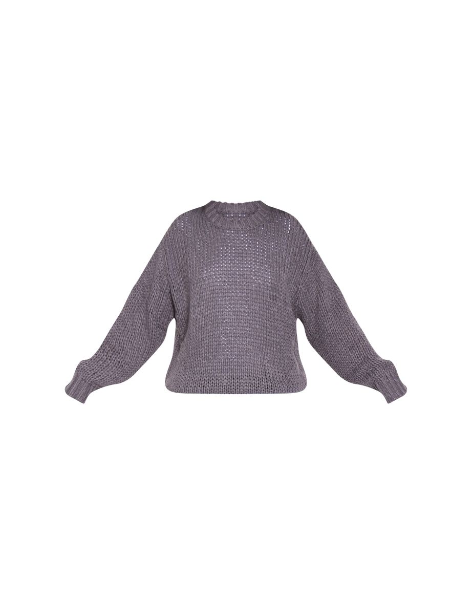 Tall Charcoal Chunky Knit Crew Neck Jumper - 4