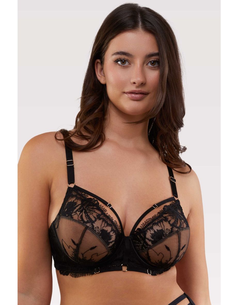 Vivian Black Embroidery Plunge Bra