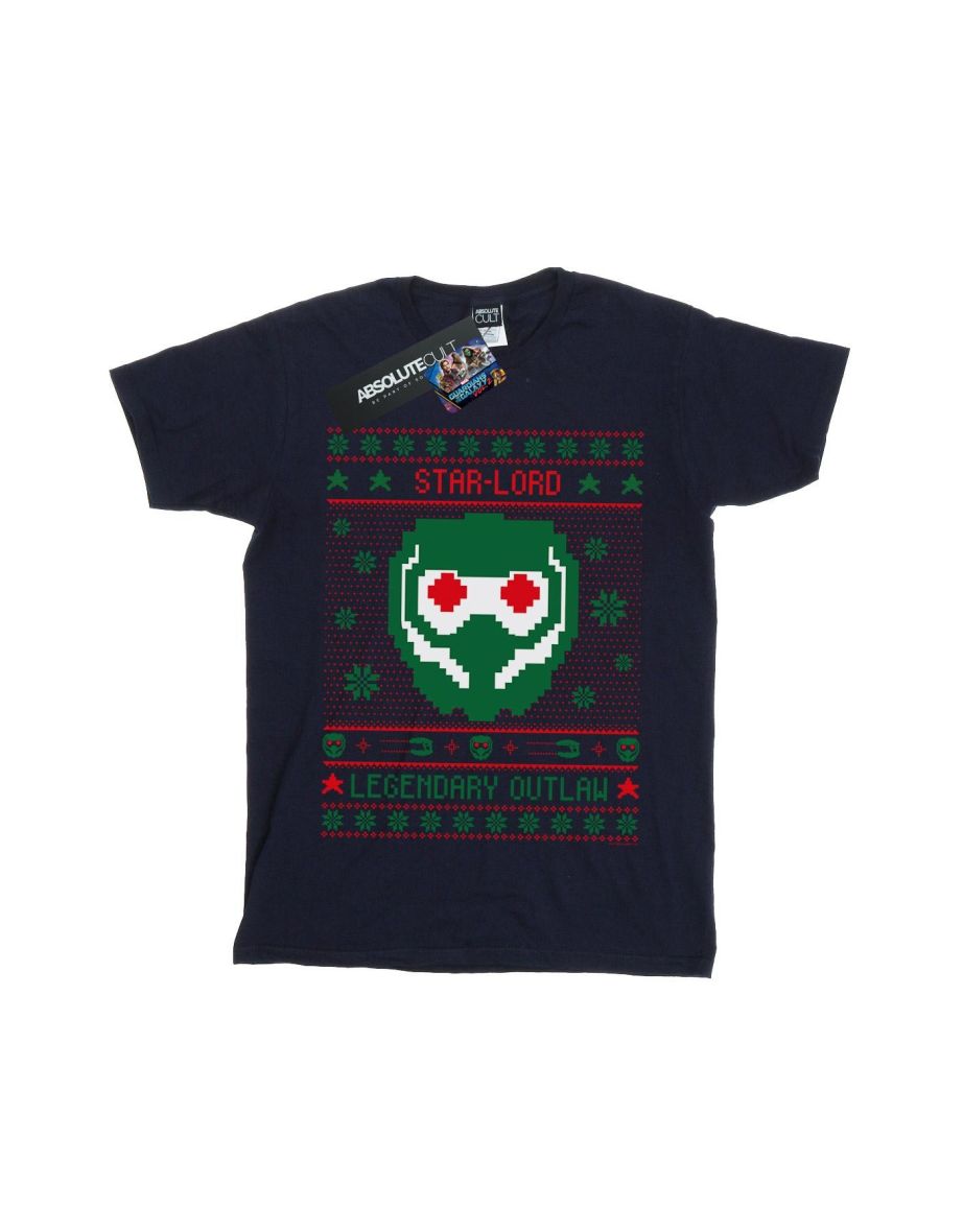 Marvel Boys Guardians Of The Galaxy Vol. 2 Star Lord Fair Isle T-Shirt - Navy Blue - 1