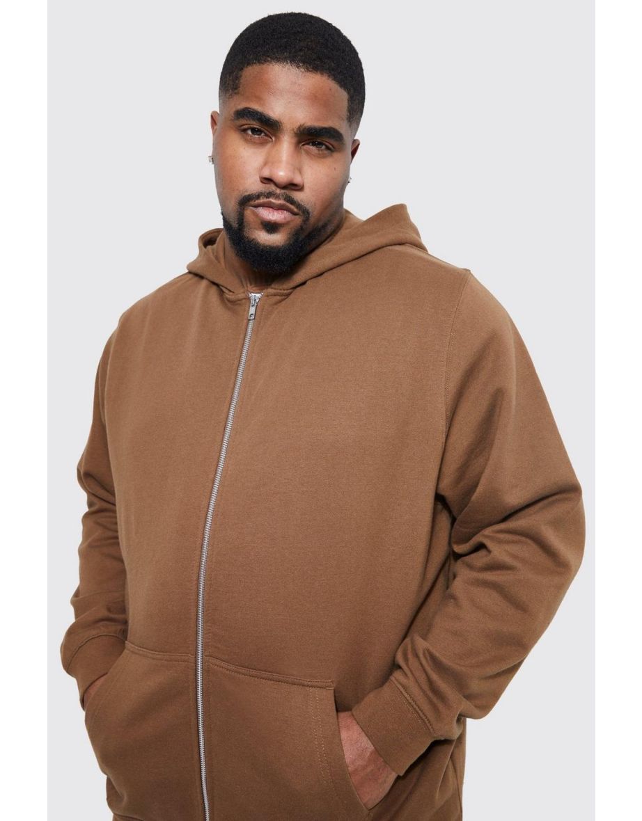 Plus Basic Zip Through Hoodie - chocolate - 2