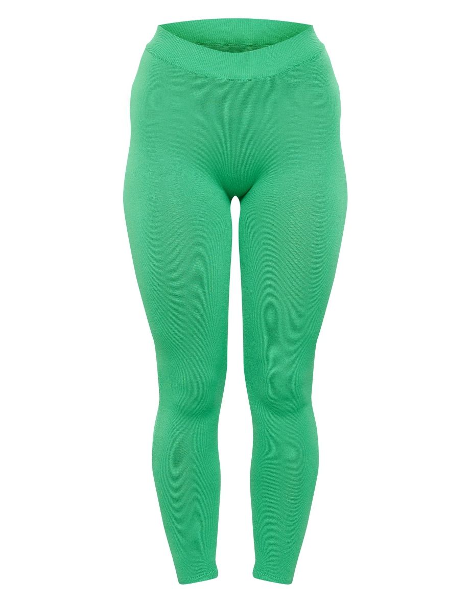 Bright Green Knitted Fitted Leggings - 4
