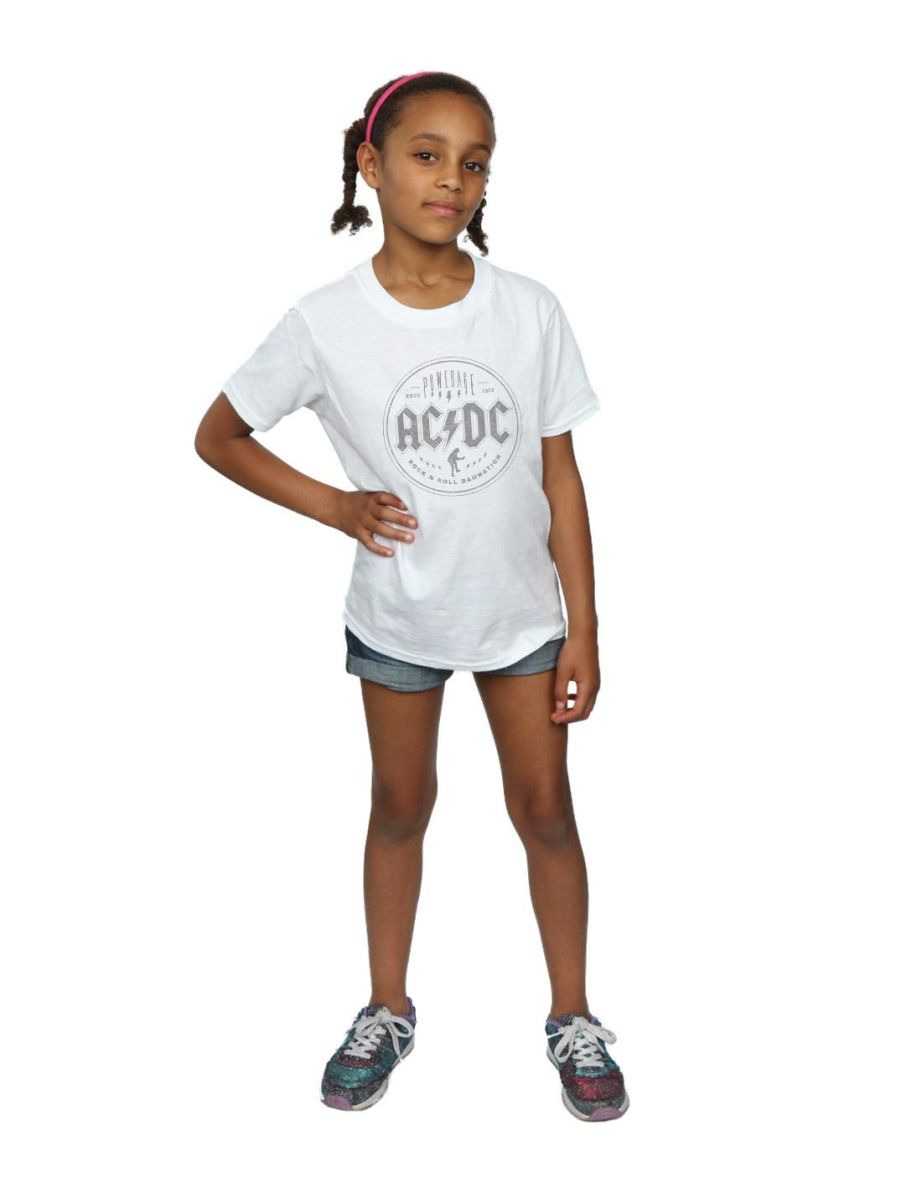 AC/DC Girls Rock N Roll Damnation Black Cotton T-Shirt - White - 3