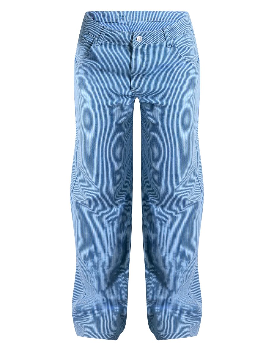 Light Blue Pinstripe Baggy Jeans - 4