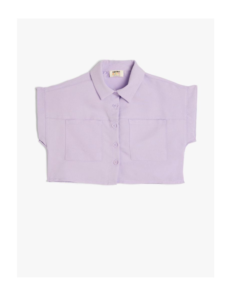 Crop Shirt Short Sleeve Pocket Detailed Modal Fabric