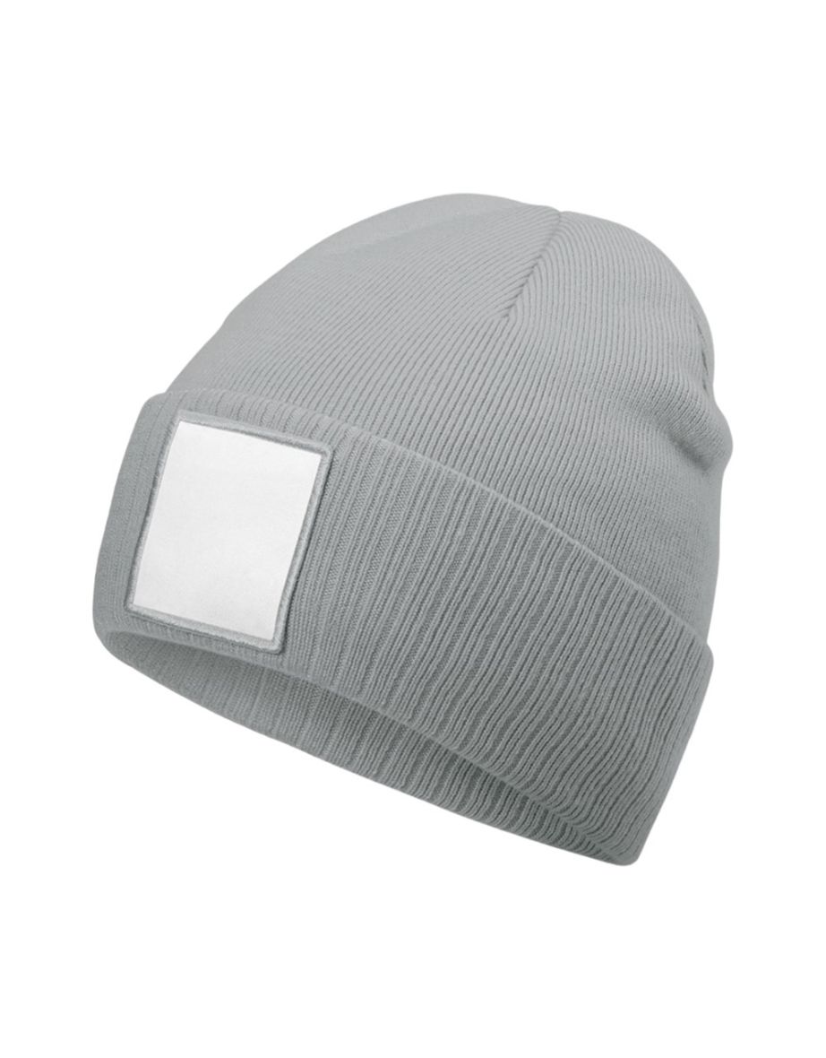 Beechfield Appliqué Patch Beanie - Ash/White - 1
