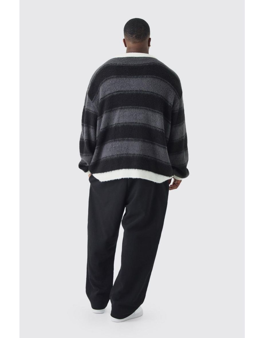 Plus Double Waistband Baggy Fit Jersey Bottoms In Black - black