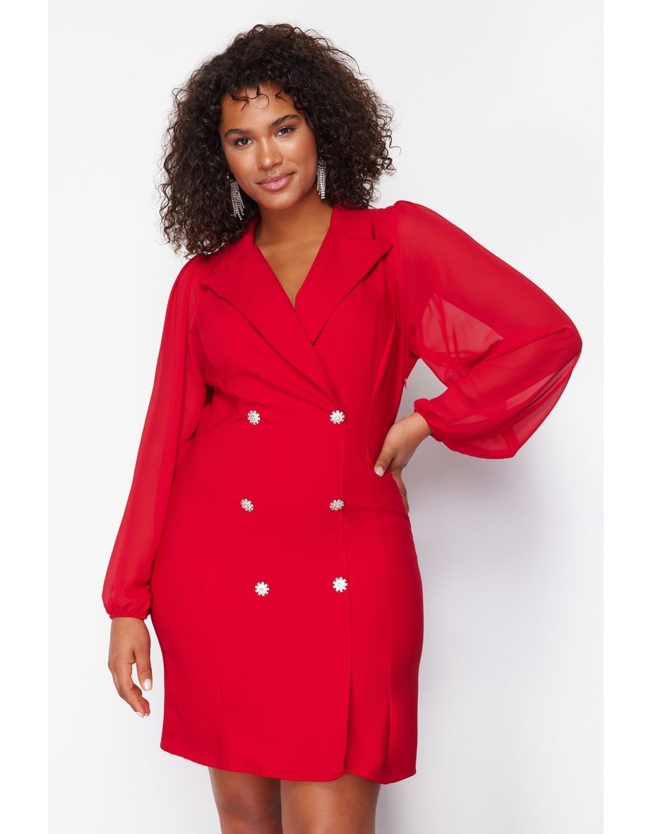 Shop Red Woven Jacket Dress Online in Qatar VogaCloset