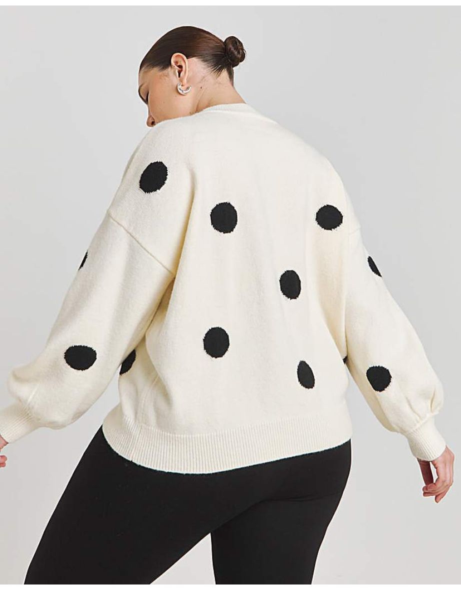 Cream And Black Spot Jumper - 3