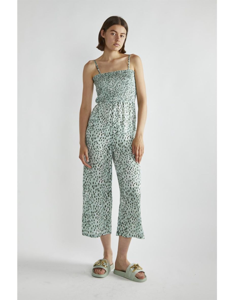 Green leopard jumpsuit online