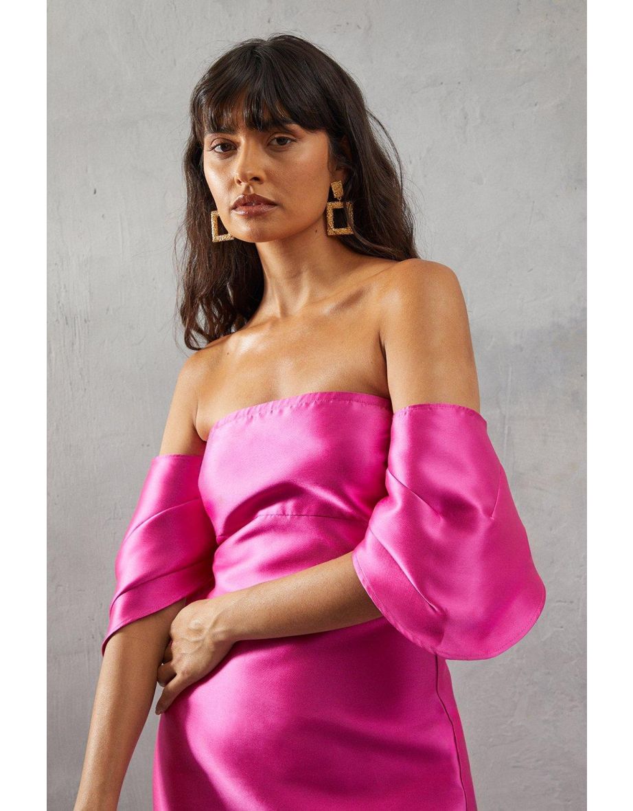 Structured Puff Sleeve Bardot Midaxi Dress - 3